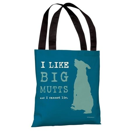 ONE BELLA CASA One Bella Casa 70058TT18P 18 in. I Like Big Mutts Polyester Tote Bag by Dog is Good; Blue 70058TT18P